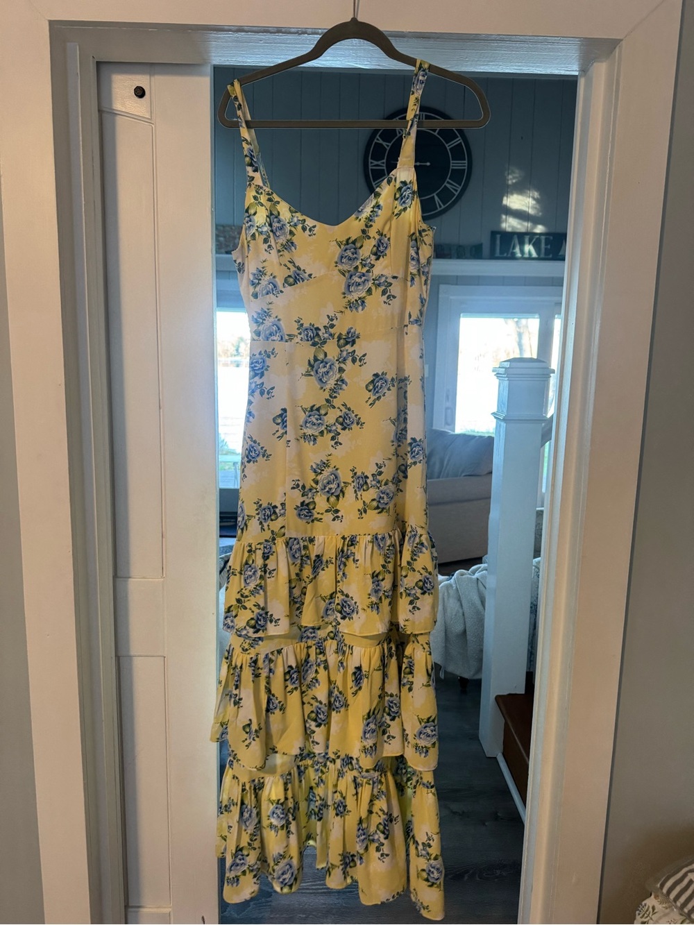 Abercrombie & Fitch Yellow Floral Tiered Maxi Dress
